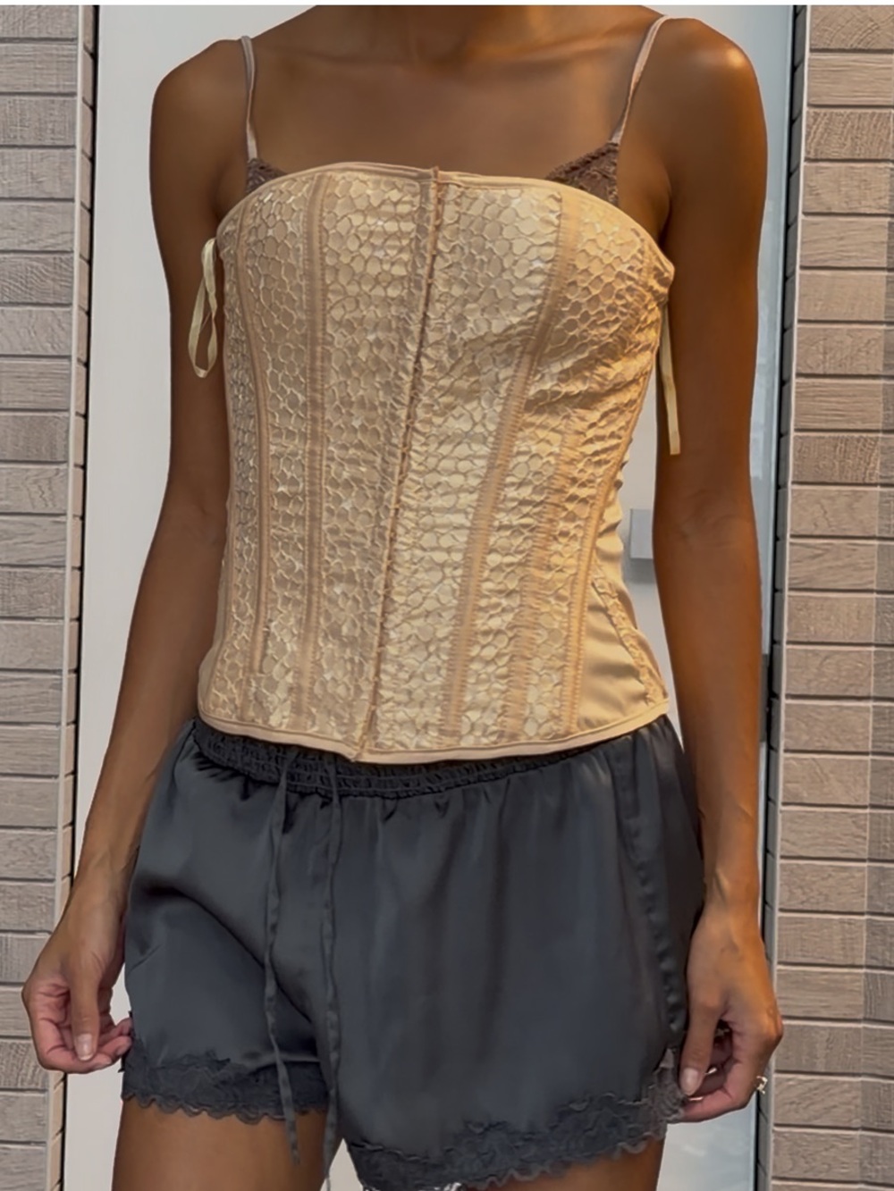 Strapless Corset Top in Peach
